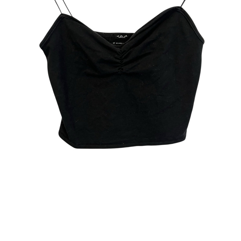 OUT FROM UNDER BY URBAN OUTFITTERS Black Cropped Stretch Elastic Strap Tank Top - Picture 3 of 9
